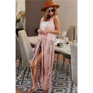 BiBi Star Stud With Long Fringe Detail Suede Vest